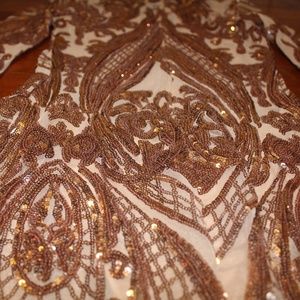 Gold Sequin Mesh Design Dress